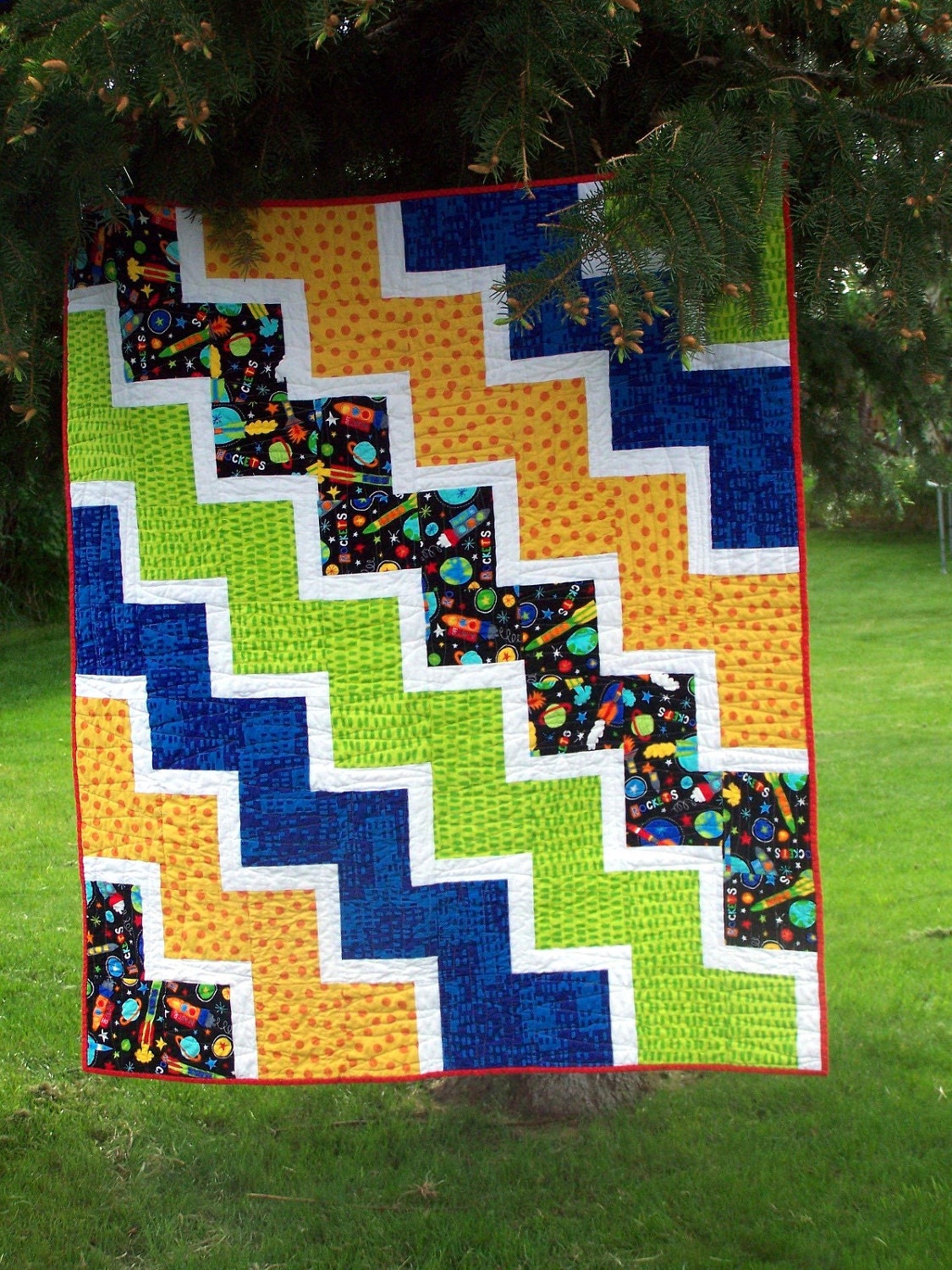 QUILT TOP Kit Ziggy Space baby boy toddler blanket