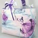 Ballerina -ballet - basket Little Girls Custom Boutique -Purple -tote bag -vintage fabric