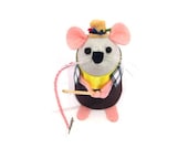 Fishing Mouse Ornament felt fisherman rat hamster mice cute gift for animal lover or collector - Rod the Fishermouse