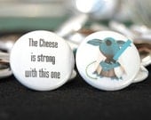 Star Wars Yoda funny magnet 2 One inch magnets Mouse mice rat hamster - The Cheese is strong with this one