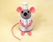 Chef Mouse Ornament felt rat hamster mice cute gift for animal lover or collector - Chris the Chef Mouse