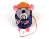 Zen Bonsai Japanese Mouse ornament felt rat hamster mice cute gift for animal lover or collector