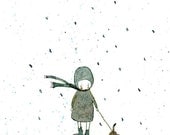 Rainy long walk Print 4x6 inches