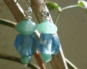 SALE, Aventurine and Blue Recycled Glass Earrings