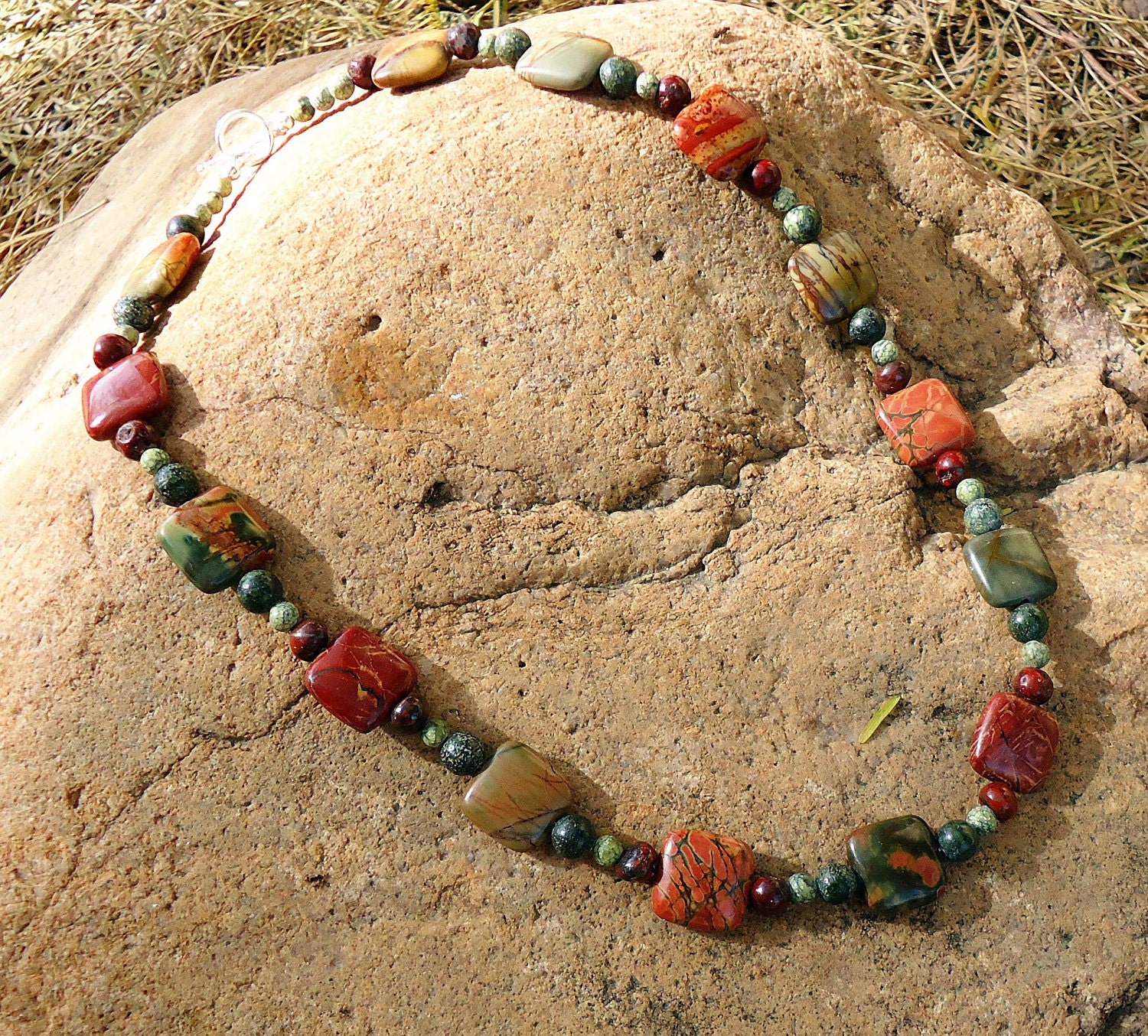 RESERVED FOR MARIA, Red Creek Jasper Necklace & Earrings set