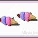 Ice Cream Earrings, Studs, Kawaii, Purple Pink, Sweet Treats, Food Jewelry