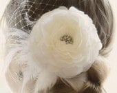 Vintage Wedding Hair Flower Ivory wedding hair flower vintage wedding hair piece bridal hair flower veil