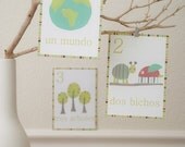 Spanish Number (Counting) Nature Themed 5x7 Childrens Wall Cards