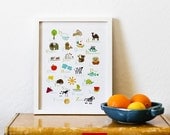 Portuguese Nature Themed Alphabet 11x14 Poster