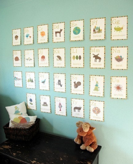 5X7  eco friendly nature themed alphabet wall cards