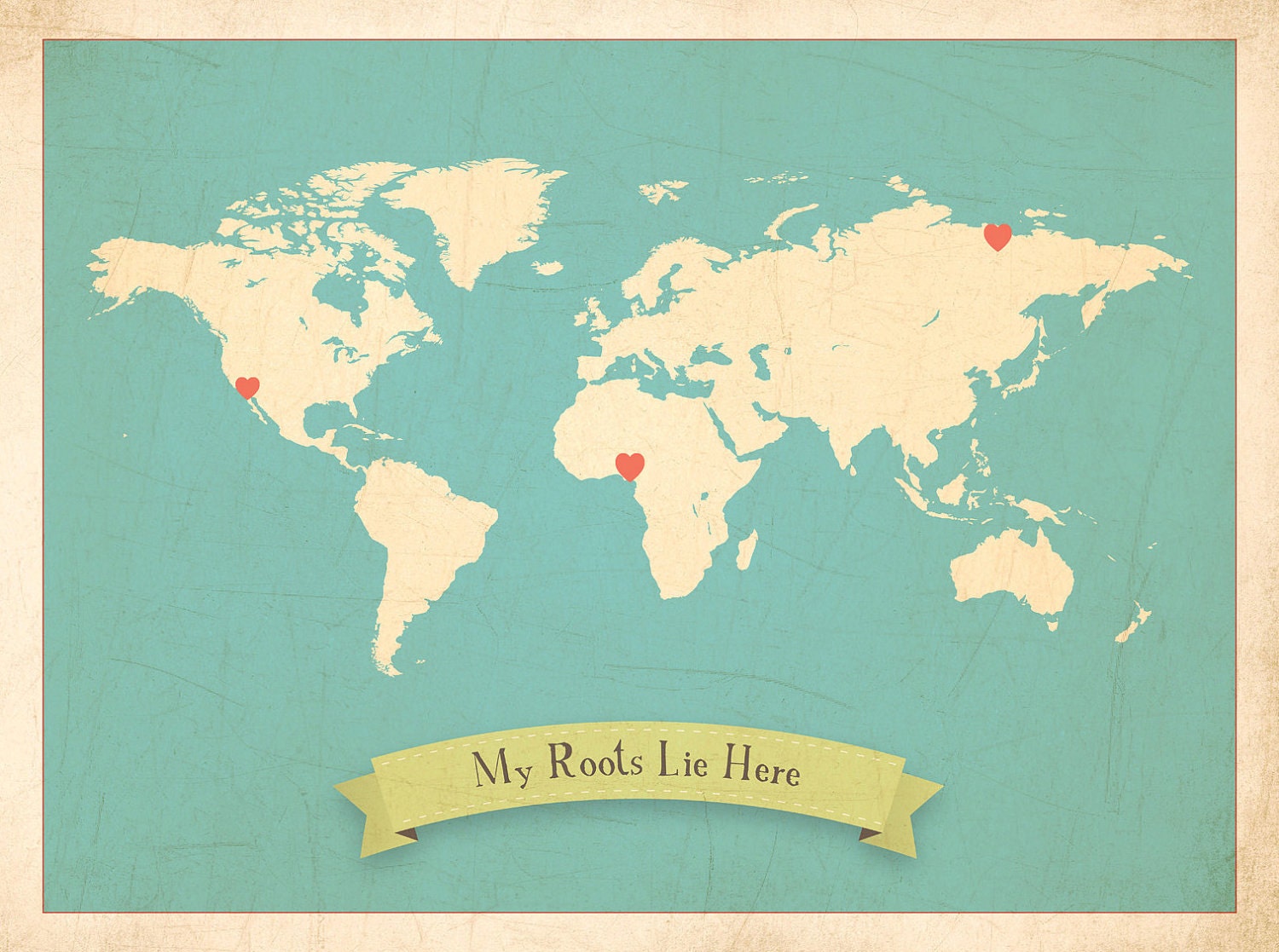 Choose Your Continent Personalized Vintage Map Wall Art 11x14