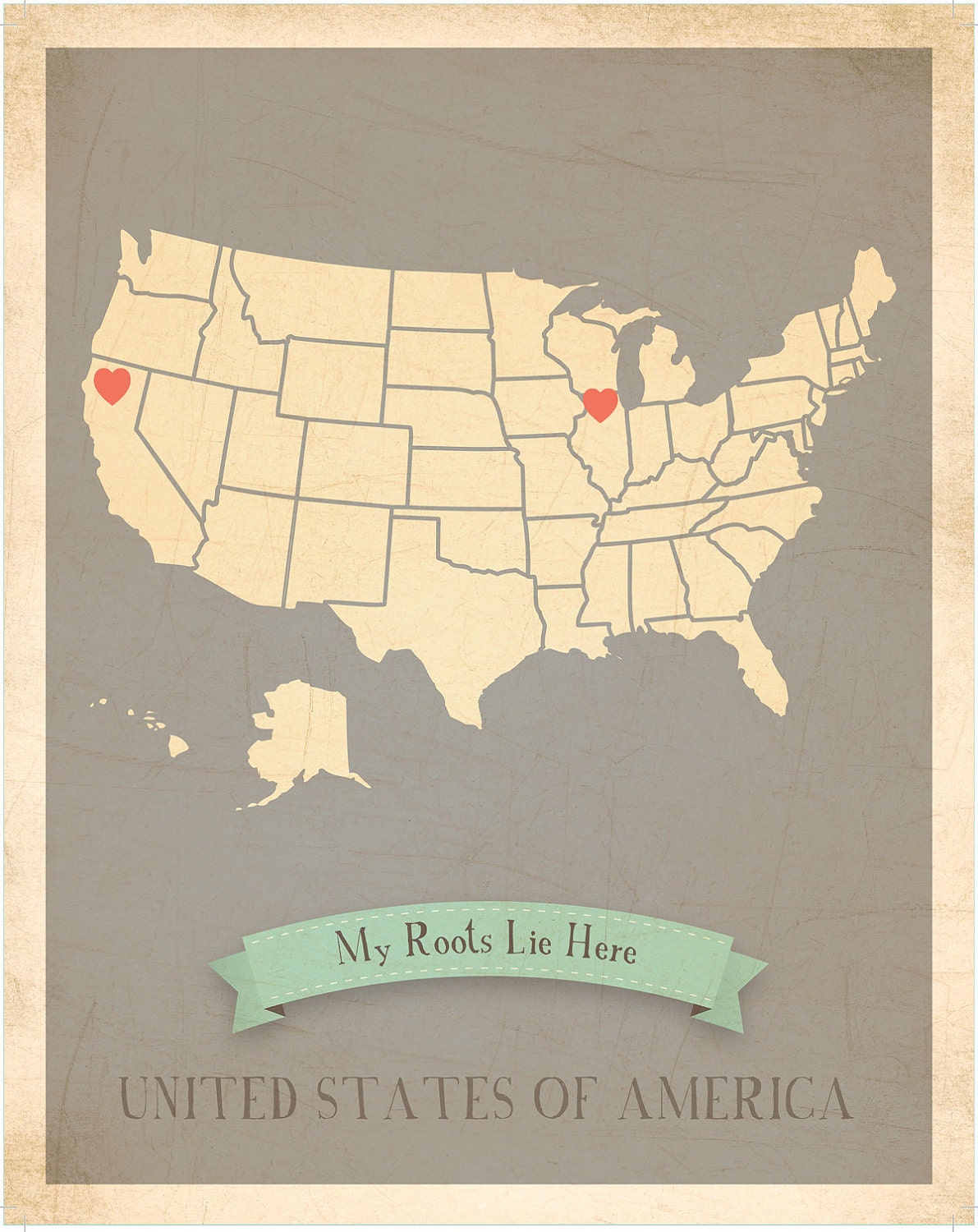 Choose Your Country Personalized Vintage Map Wall Art 11x14