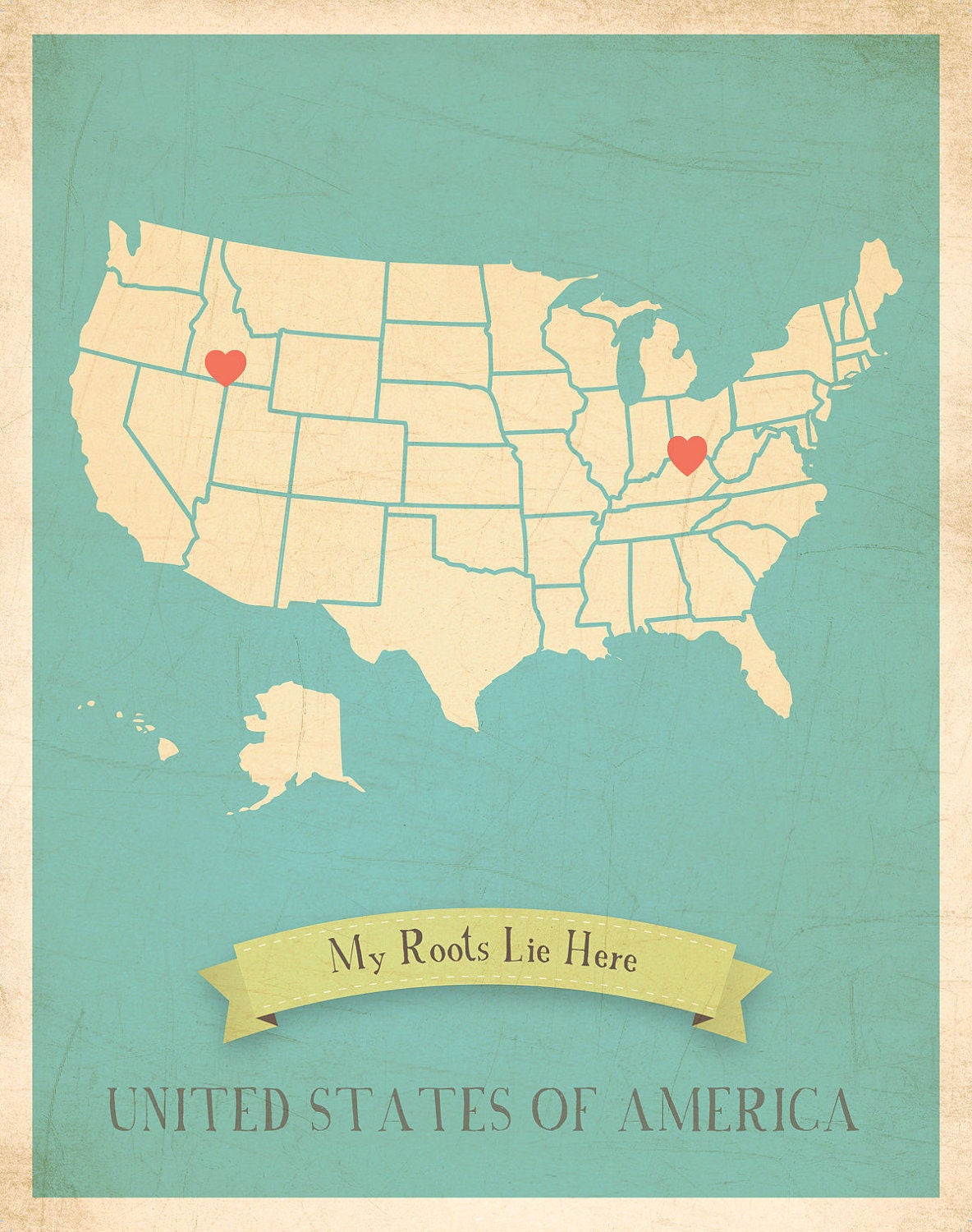 Choose Your Country Personalized Vintage Map Wall Art 11x14