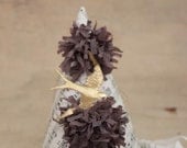 Brown PomPom Party Hat..Cone Style