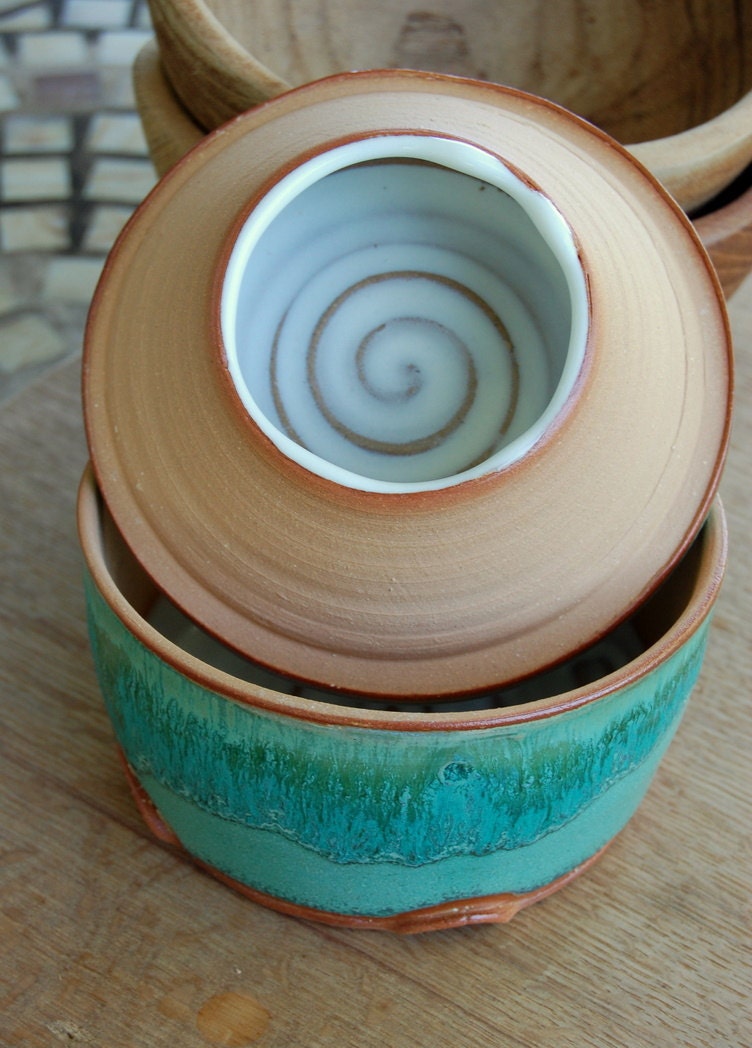 French Butter Crock in Turquoise- Made to Order