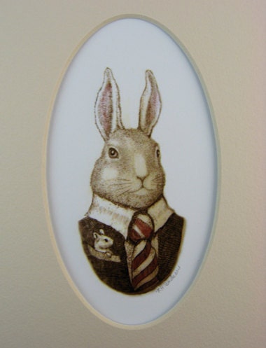 Senator bunny rabbit with hamster moosup  valley designs giclee print