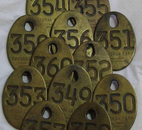 nO. 193.03 Vintage Solid Brass Cow Tags 2 pieces by KamiSue