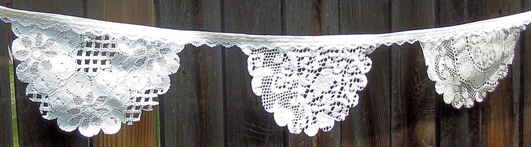 Lace Garden Party Garland or Flags for your Romantic Shabby Chic Decor