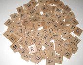 Vintage 1950s Wooden Scrabble Tiles or Game Pieces Lot of 100