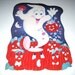 Vintage Flocked Die Cut Cardboard Halloween Decoration with Ghost and Jack-O-Lanterns or JOL
