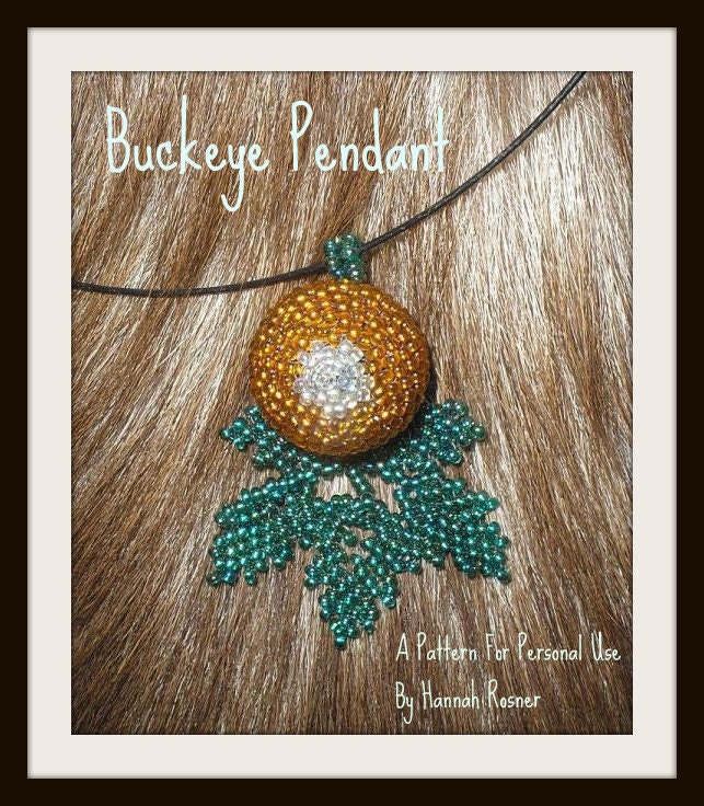 Beading tutorial Peyote Stitch Beaded Buckeye Necklace Pendant instructions pattern
