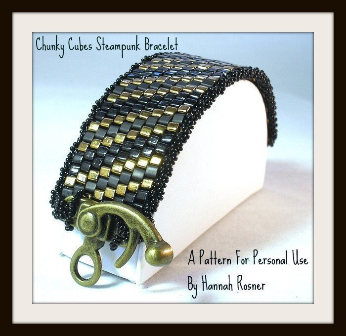 Bead Pattern Chunky Cubes Steampunk Beaded Bracelet tutorial instructions