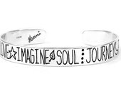 Inspirational Bracelet - SOUL JOURNEY PEACE - Inspiration Word Cuff Bracelet - Sterling Silver Jewelry by Hanni