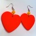 HEART ORANGE TANGERINE naranja glam heaven disco bead 90s 80s love lovers stud oversized earring big glam basketball wives enlarged
