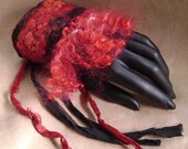 A Pair of Crimson Twilight Felted Art Cuffs - Gypsyharte