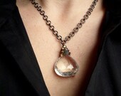 Quartz Crystal Sterling Silver Necklace with 14k Gold Necklace, 75 Carat Necklace