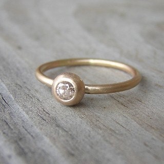 Champagne Diamond and 14k Gold Solitaire, Conflict Free