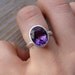 Grape Amethyst Ring, Oval Amethyst gemstone Ring in Recycled Sterling Silver