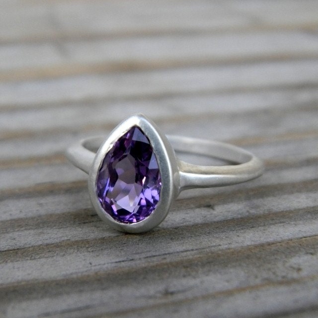 Grape Amethyst Gemstone RIng In Recycled Sterling Silver RIng, made to Order