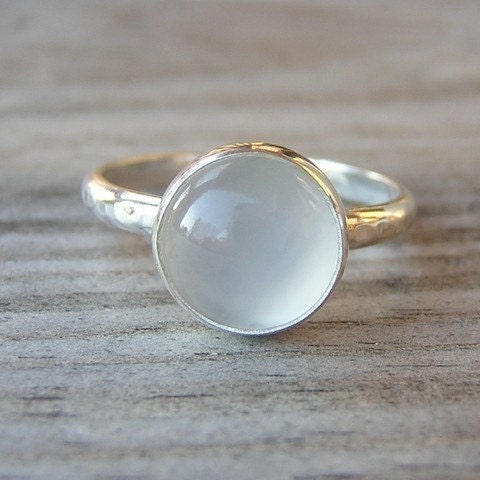 Size 6 Moonstone and Sterling Ring with Recylced Silver