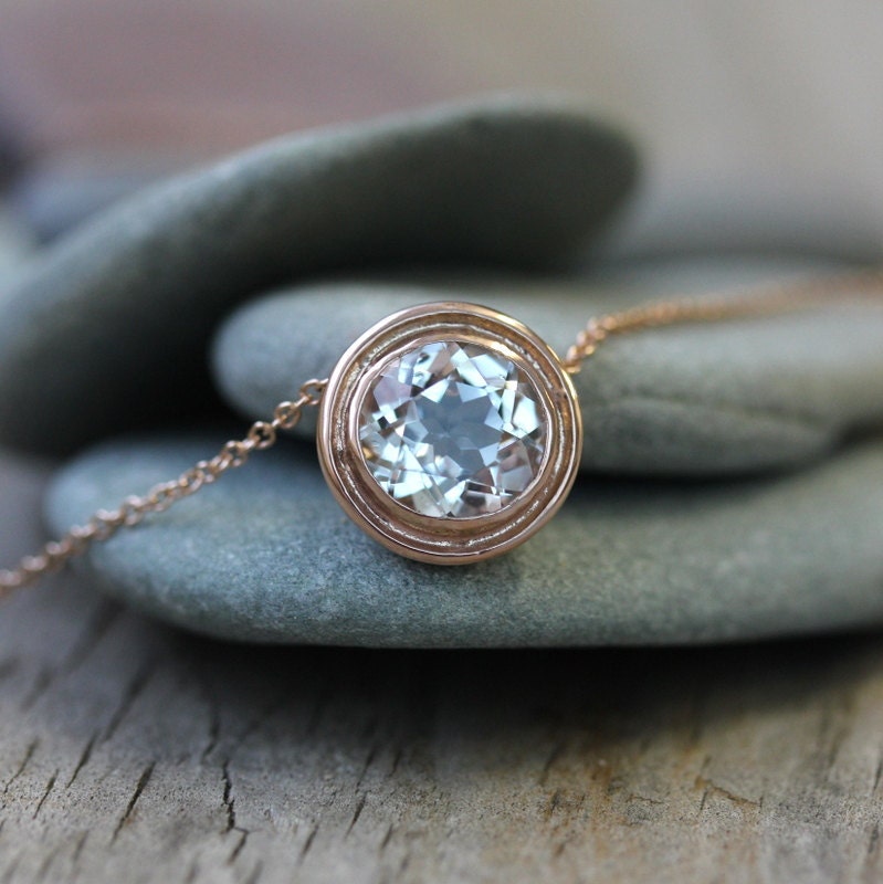 Rose Gold and White Topaz HALO Slide Necklace