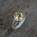 Citrine Gemstone and Recycled Sterling Ring, Lemon Yellow Rope Split Shank Design, Rapunzel
