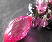 Ruby, pink topaz necklace with tourmaline, black spinel --Mandevilla--