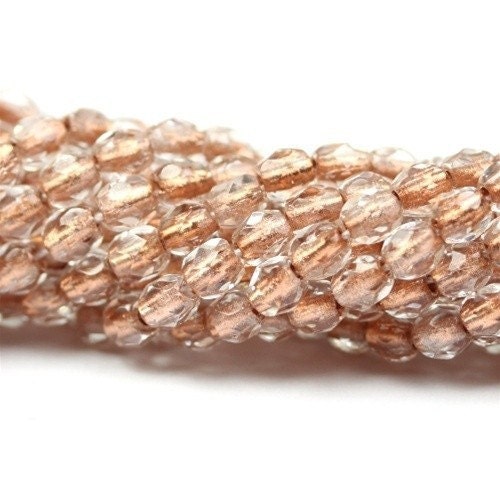Czech Glass Beads Fire Polished Faceted Rounds 3mm Copper Lined Crystal (50) CZF179