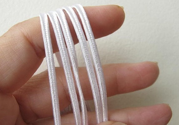 12 yards (11 meters) SOUTACHE passementerie braid. WHITE. 1/8 inch (3mm) wide. 556-029. Can be dyed
