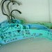 Set of Five Blue and Green Retro Nursery Clothes Hangers for Baby's and Young Children's Closet