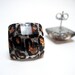 Leopard Square Studs - Glitter animal print faceted square rhinestone hypoallergenic post earrings