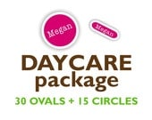 Single Name DAYCARE Set Vinyl Labels - Ovals and Circles - Waterproof for Kids