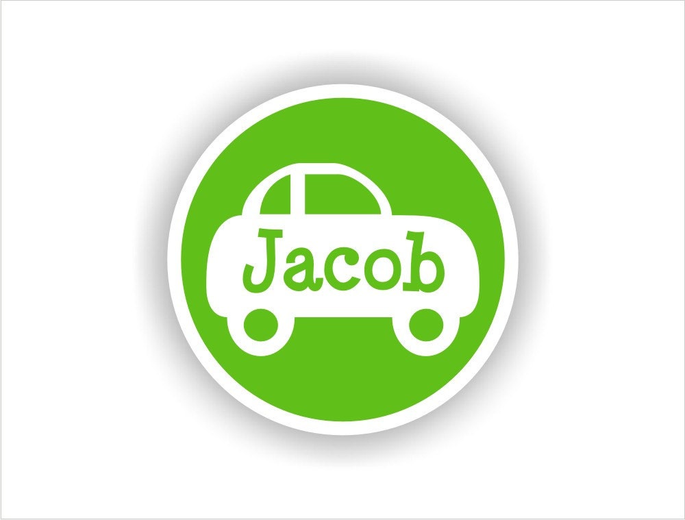 The JACOB Set - Car Circle - Vinyl Name Labels - 30 qty - Waterproof for kids