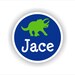 The JACE Set - Triceratops Dinosaur Circle - Vinyl Name Labels - 30 qty - Waterproof for kids