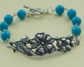 CLEARANCE - Flower Branch Bracelet - Turquoise Blue Mountain Jade