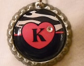 Zebra Initial Bottle Cap Necklace