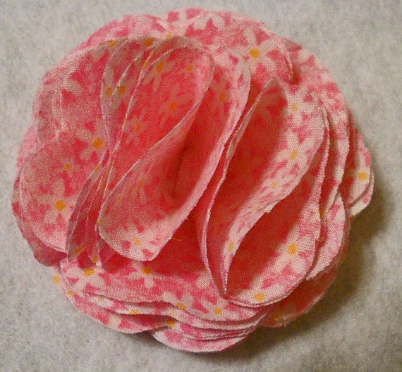 Pink Daisy Fabric Rosette Hat or Hair Clip