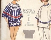1960's Butterick Poncho, Caplet  Pattern, Mexican style Poncho, One Size Only, Extra Quick & Easy Pattern, Retro, Hippi, Cape, Pattern 3602