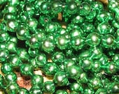 Vintage Mercury Glass Ball Garland, Emerald Green, Pea Size, Shabby Chic Holiday Decor, Glass Balls, Country Folk 36G