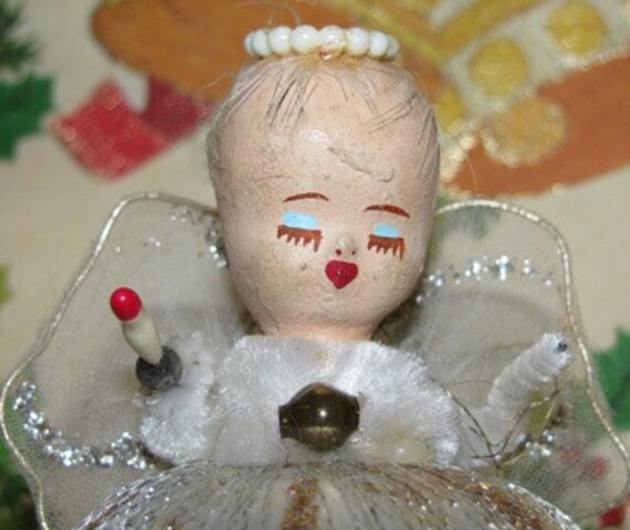 Vintage Christmas Angel, Angel Wings, Candle, Choir Angel, Retro 1950's Holiday Decor, Putz Angel, Mercury Bulb, Lot 3